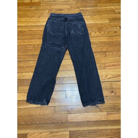AGOLDE Jeans Womens Sz 25 90's Crop High Rise Black Distressed Denim Pants - Picture 9 of 10